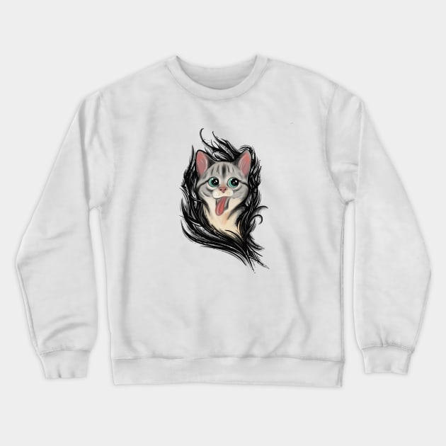 Cute Cat from Darkness Crewneck Sweatshirt by Print Art Station